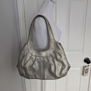 Coach Ergo Metallic Silver Satchel with Kisslock Compartment